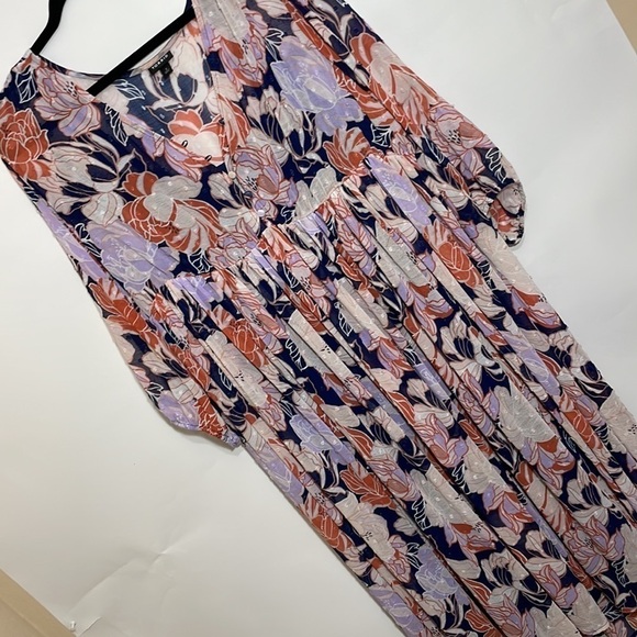 Torrid size 2 NAVY FLORAL SWISS DOT BUTTON DOWN TEA LENGTH DRESS - Picture 8 of 12